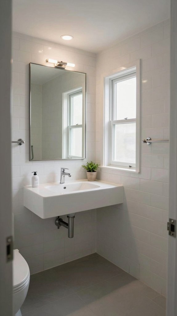 19 Long Narrow Bathroom Ideas That Improve Flow 15 mirror amplifies space perception