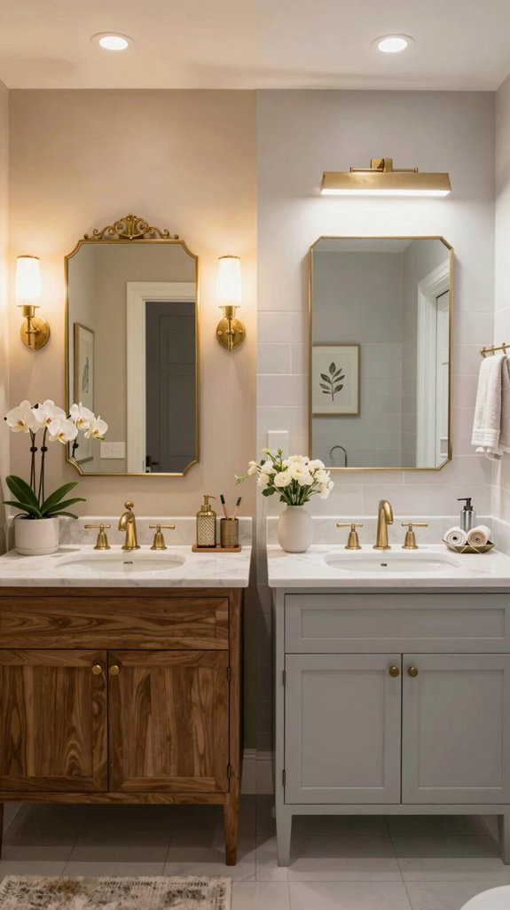 19 Powder Bathroom Ideas That Make a Statement 15 mix warm and cool brass