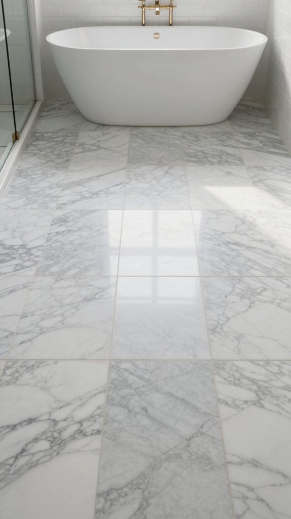 mixed tile white marble flooring