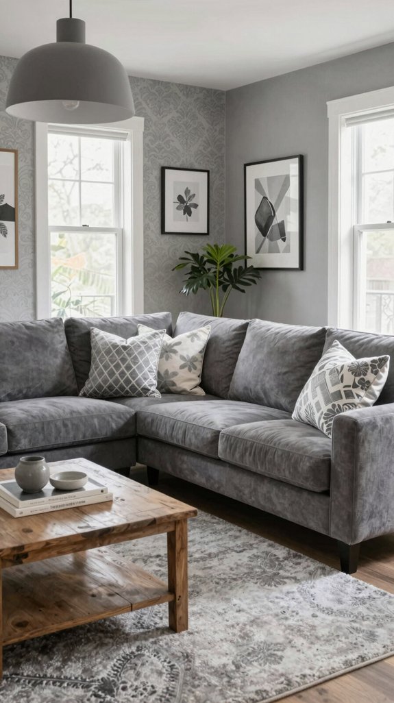 15 Gray Living Room Design Ideas for a Timeless Interior 7 mixing gray with patterns