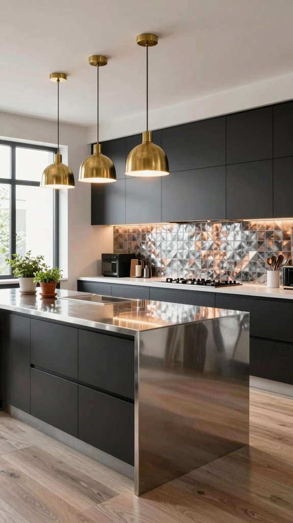 25 Modern Kitchen Ideas for a Sleek Contemporary Look 9 mixing metallic finishes elegantly