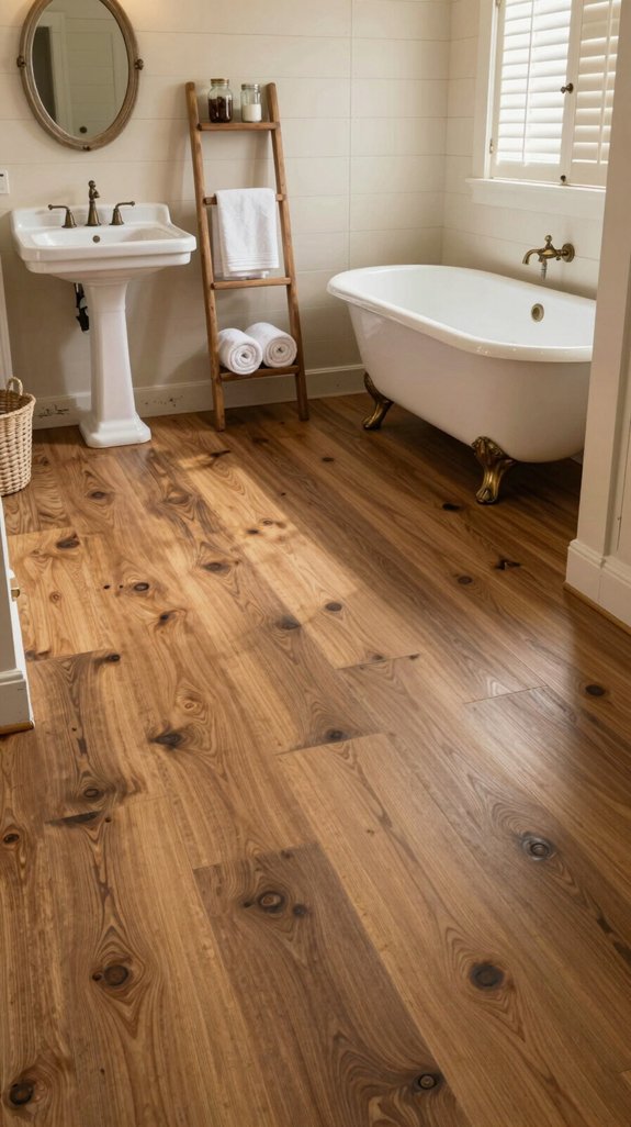 24 Farmhouse Bathroom Ideas With Rustic Charm 7 moisture resistant farmhouse flooring options