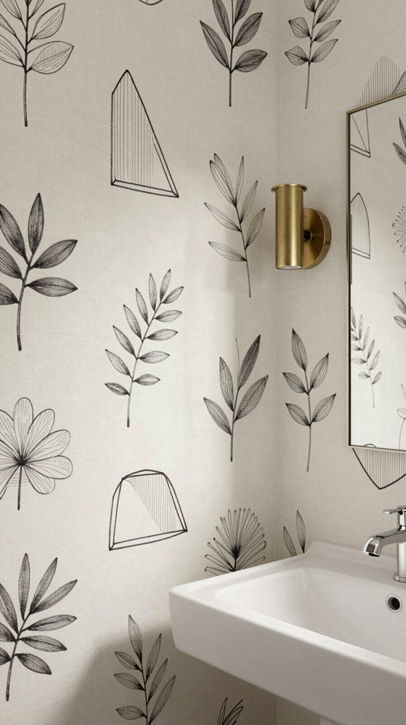 monochromatic geometric wallpaper designs