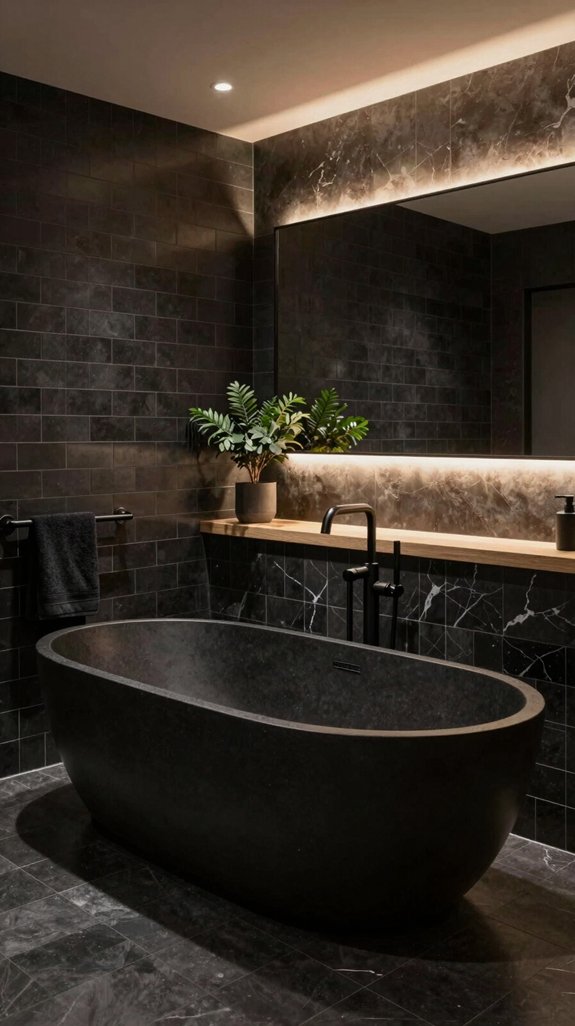 17 Black Bathroom Ideas That Feel Bold and Luxurious 2 moody luxurious bathroom aesthetics