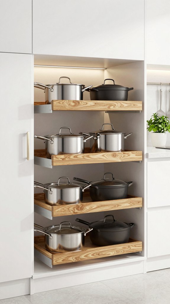 18 Kitchen Shelf Ideas for Stylish Storage 5 multi tiered cookware organization solutions