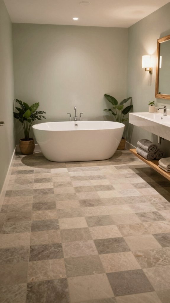 19 Spa Bathroom Ideas to Create a Relaxing Retreat 11 muted checkerboard bathroom elegance