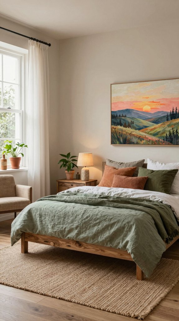 13 Earthy Bedroom Ideas for a Natural Feel 11 natural artwork enhances ambiance