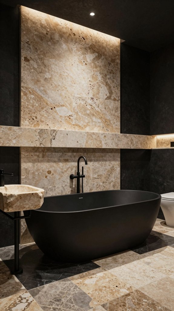 17 Black Bathroom Ideas That Feel Bold and Luxurious 7 natural elegance and durability
