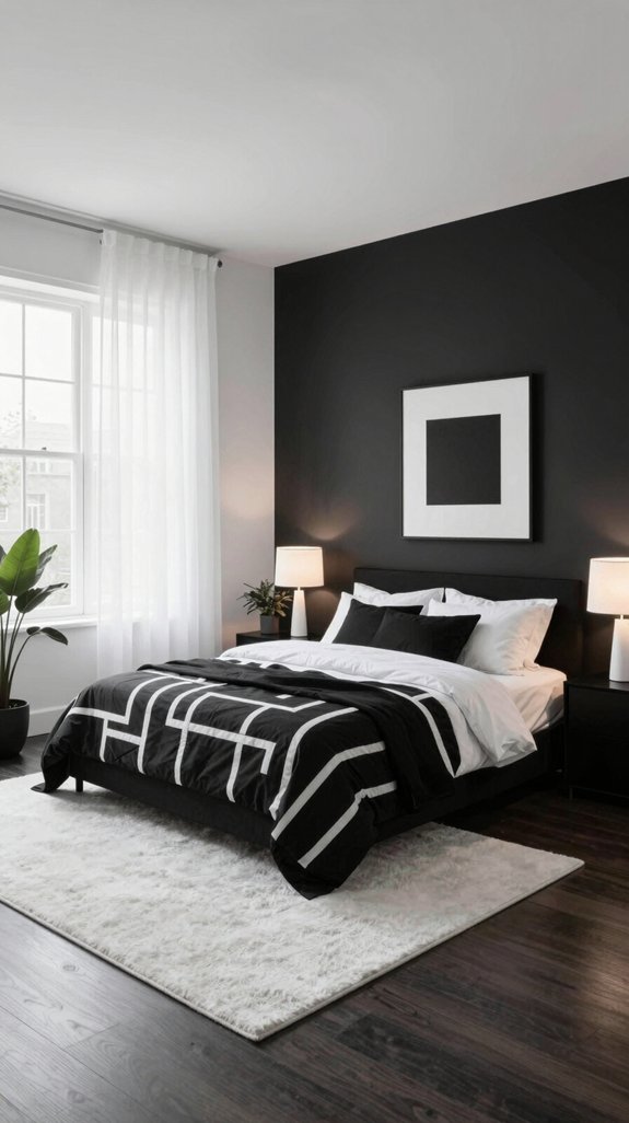 14 Black and White Bedroom Ideas That Never Go Out of Style 12 natural light enhances balance