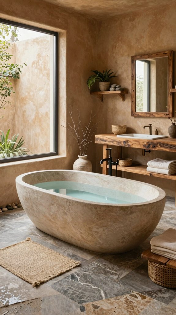 natural materials enhance bathrooms