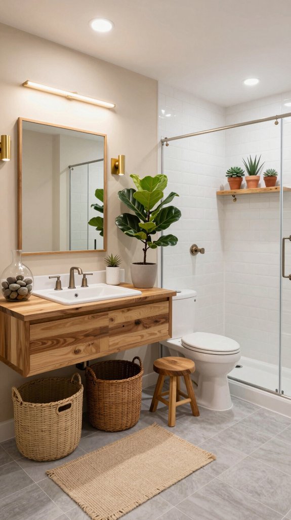 16 Basement Bathroom Ideas That Feel Bright and Inviting 16 natural materials for warmth