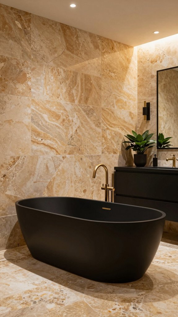 17 Black Bathroom Ideas That Feel Bold and Luxurious 6 natural stone enhances luxury