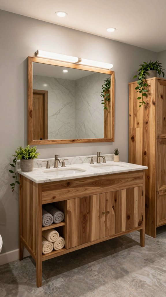 16 Basement Bathroom Ideas That Feel Bright and Inviting 13 natural wood vanity benefits