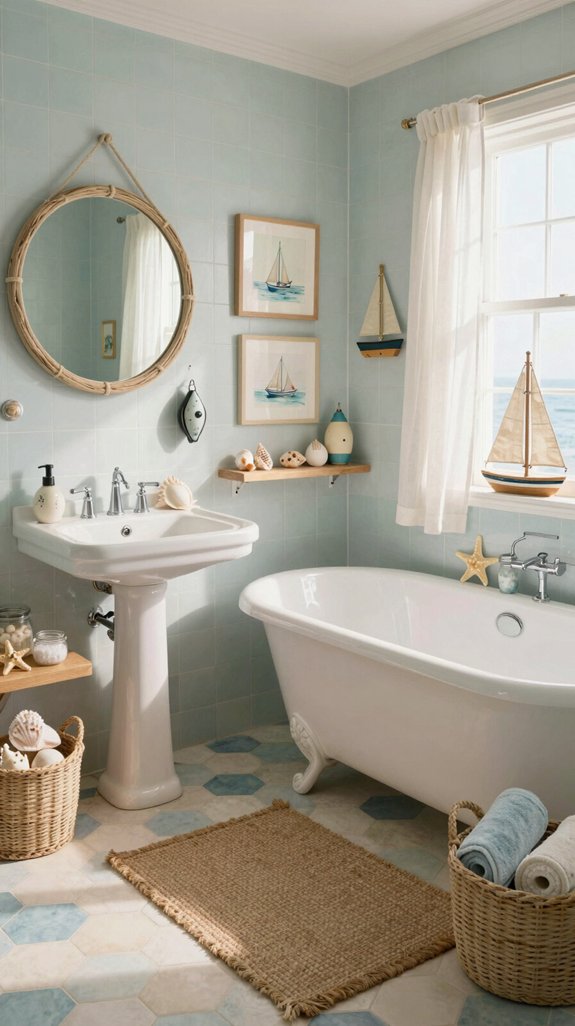 25 Blue Bathroom Ideas for a Calm Coastal Vibe 21 nautical coastal bathroom d cor