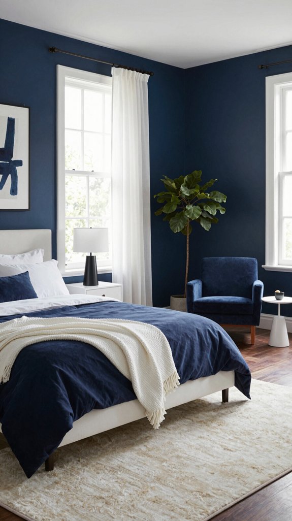 13 Navy Blue Bedroom Ideas for a Sophisticated Look 3 navy and white elegance