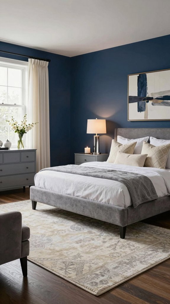 13 Navy Blue Bedroom Ideas for a Sophisticated Look 11 navy gray cream sophistication
