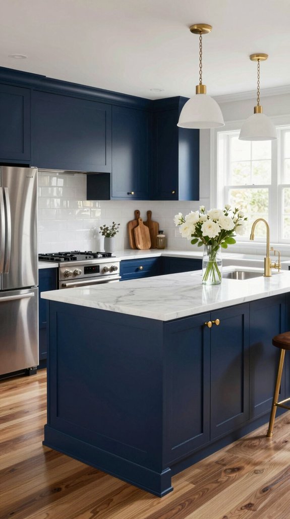 navy tones enhance kitchen elegance