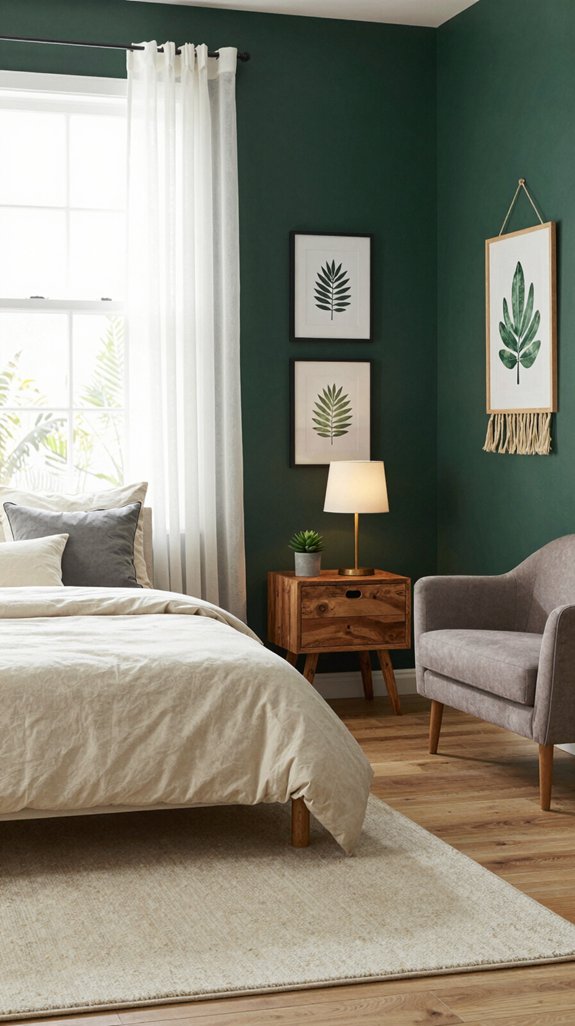 neutral accents for dark green