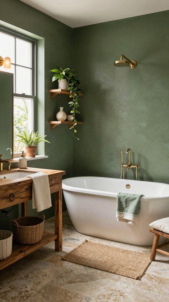 18 Dark Green Bathroom Ideas for a Bold, Moody Look 8 olive green mediterranean bathrooms