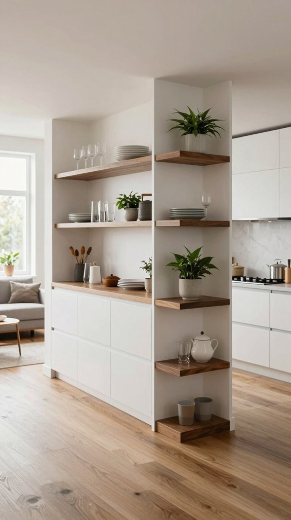 15 Open Kitchen Partition Ideas for Modern Homes 4 open shelves enhance functionality