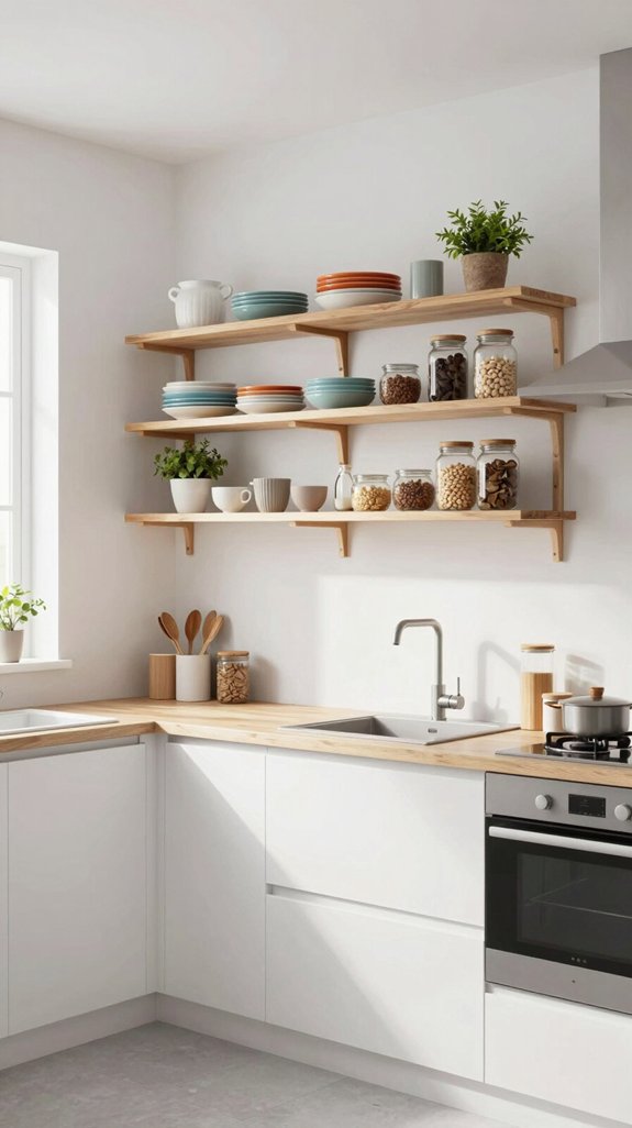 open shelving benefits kitchen design
