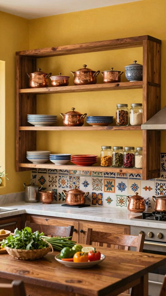 open shelving enhances decor