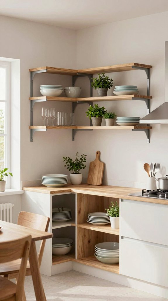 open shelving kitchen organization