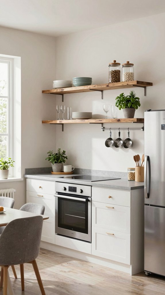 21 Small Kitchen Ideas on a Budget That Look Expensive 19 open shelving kitchen solutions