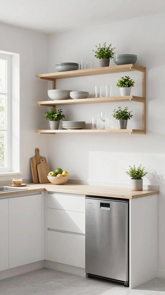 19 Tiny Kitchen Ideas That Feel Surprisingly Spacious 9 open shelving maximizes space