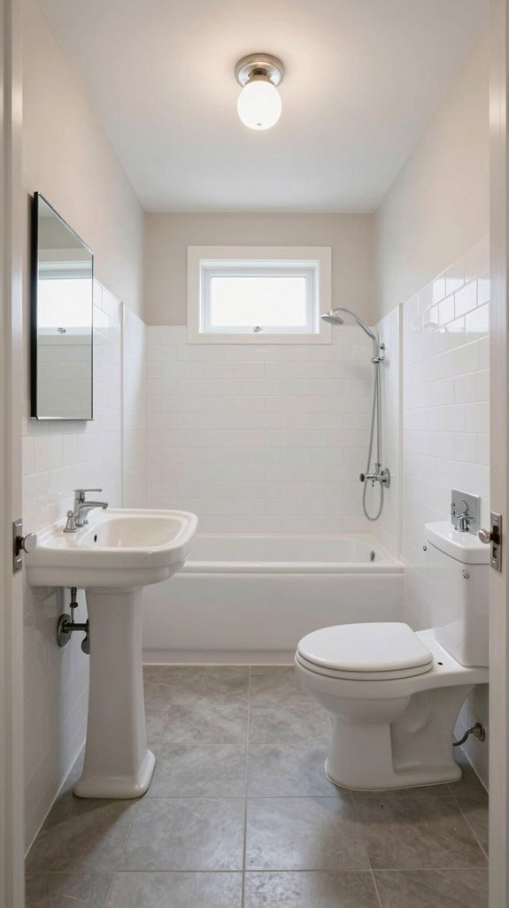 19 Long Narrow Bathroom Ideas That Improve Flow 6 opposite fixtures for flow