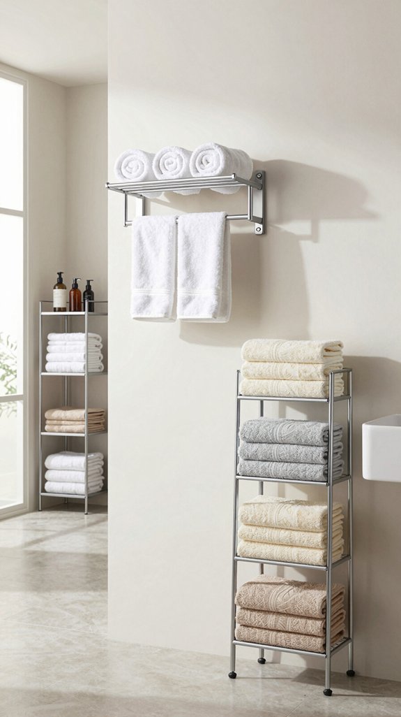 17 Bathroom Towel Hanging Ideas for Small and Large Spaces 3 optimal bathroom storage solutions