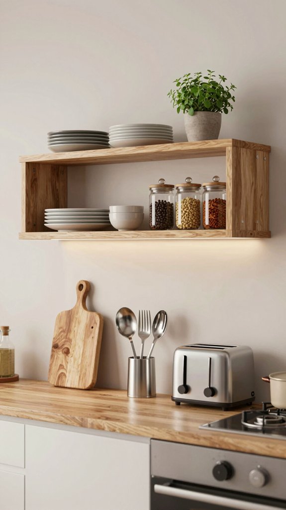 19 Kitchen Shelving Ideas for Open and Functional Storage 4 optimal kitchen shelf depths