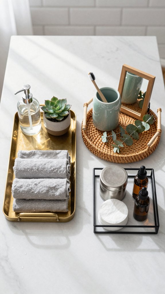 organized decorative bathroom trays