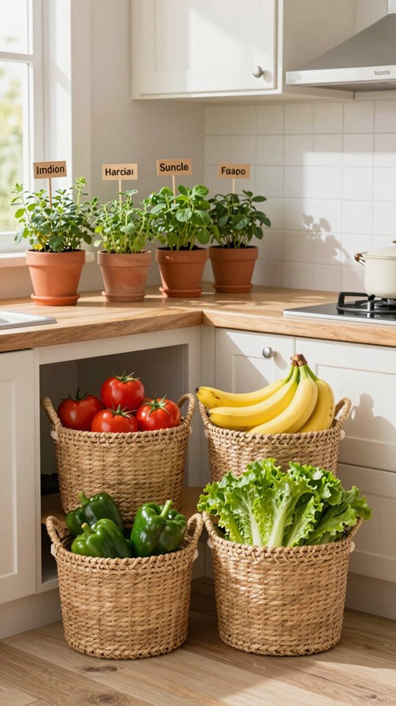 organized stackable produce baskets