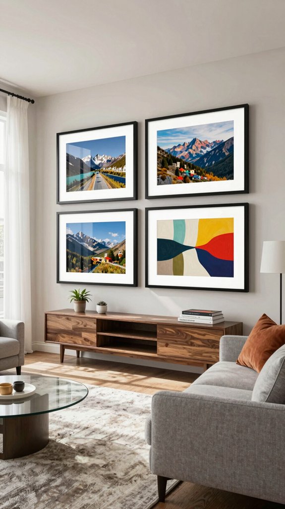 22 Wall Decor Design Ideas for Living Rooms 9 oversized framed photographs impact