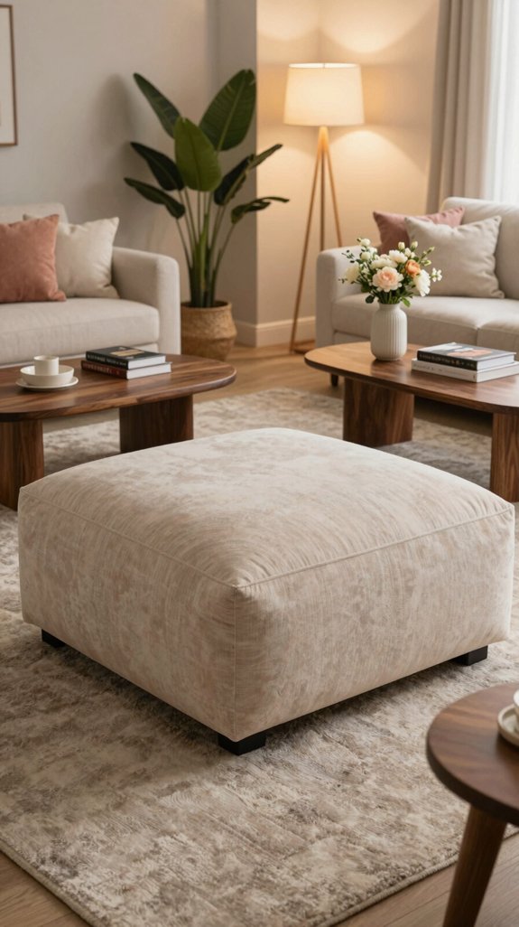 13 Tea Table Design Ideas for Living Rooms 2 oversized ottomans enhance comfort