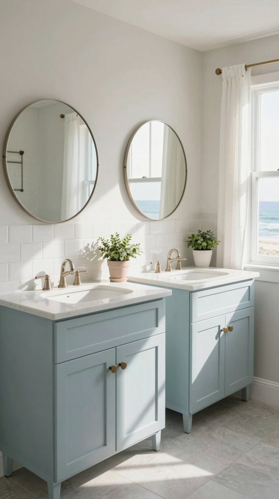 25 Blue Bathroom Ideas for a Calm Coastal Vibe 8 pastel blue and white