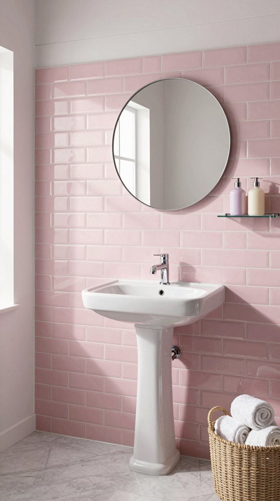 pastel pink glossy tiles