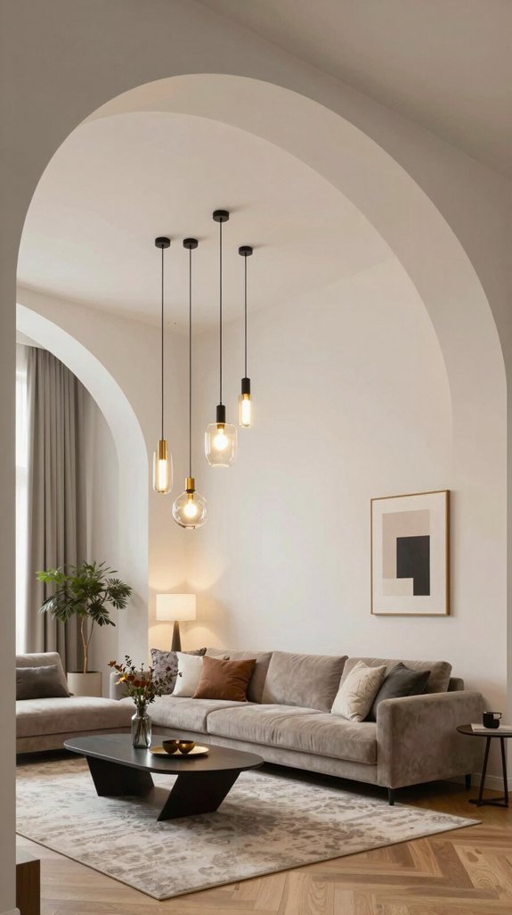 pendant lights enhance arches