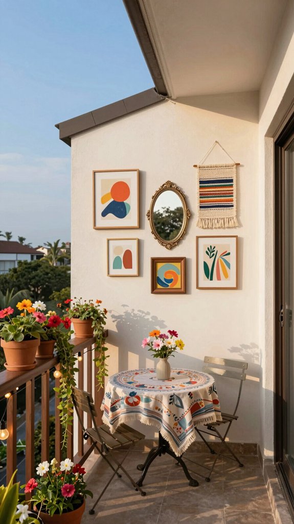 22 House Balcony Ideas to Elevate Your Home Exterior 21 personalized balcony art decor