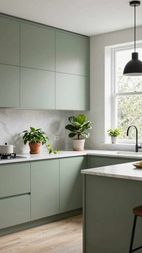19 Sage Green Kitchen Ideas That Feel Calm and Elegant 15 plants enhancing sage green kitchens