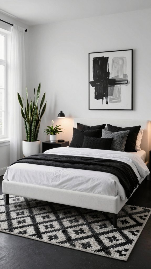 14 Black and White Bedroom Ideas That Never Go Out of Style 10 plants for serene bedrooms