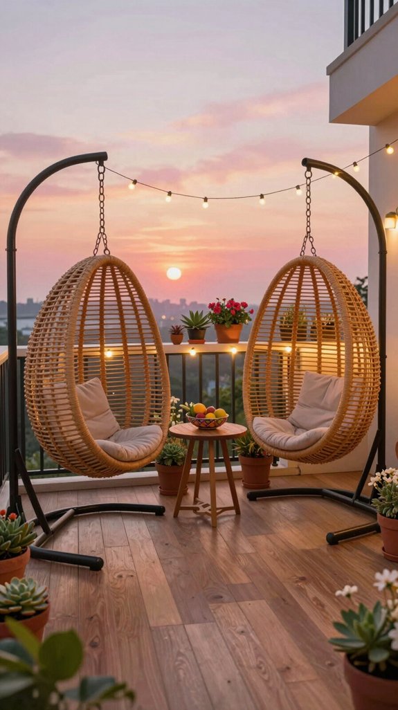 15 Tiny Balcony Ideas That Maximize Small Spaces 8 playful egg shaped balcony seating