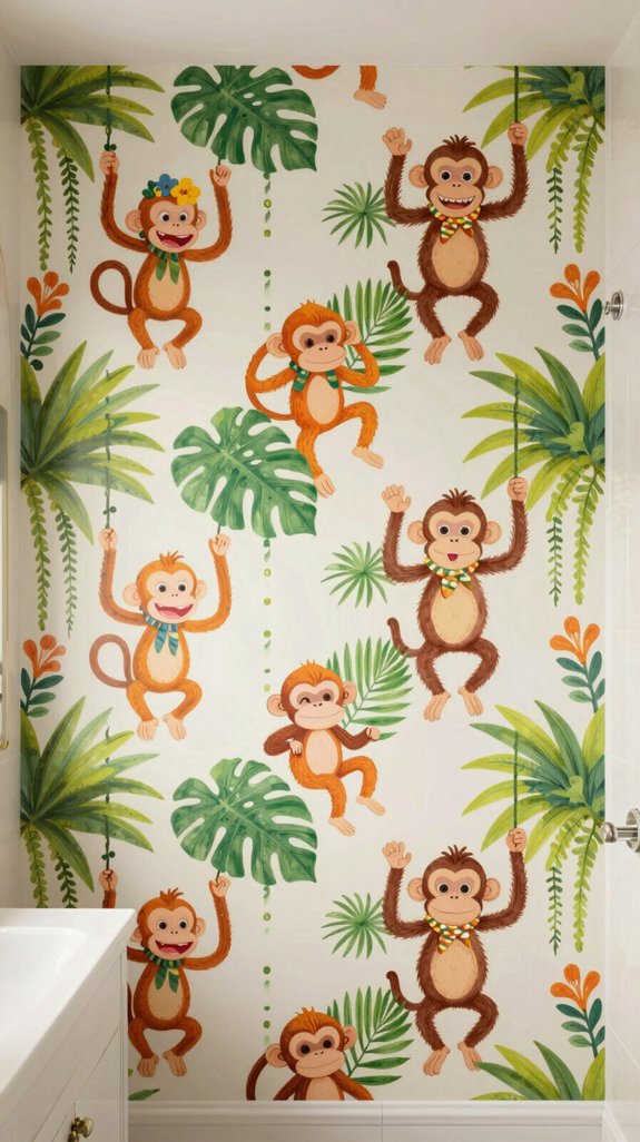 playful monkey wallpaper designs