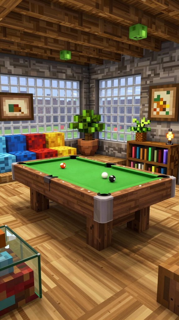 pool table living room design