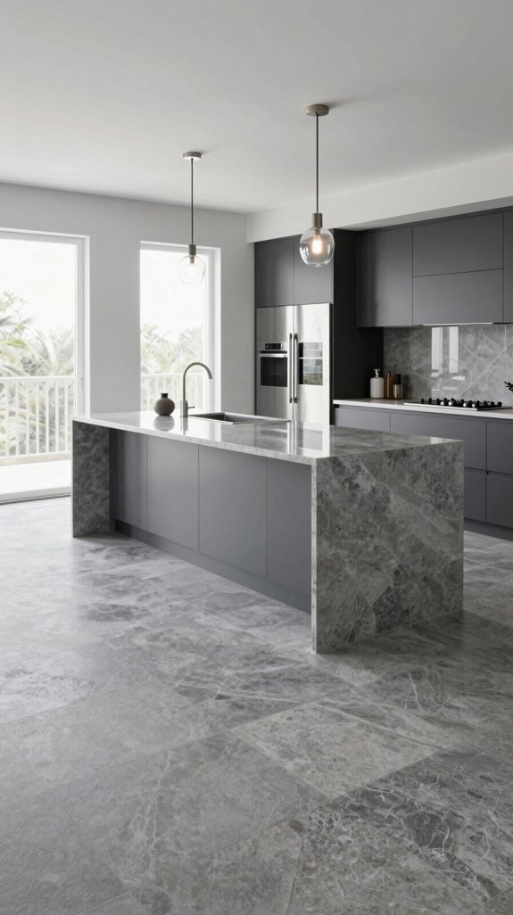 porcelain waterfall island elegance