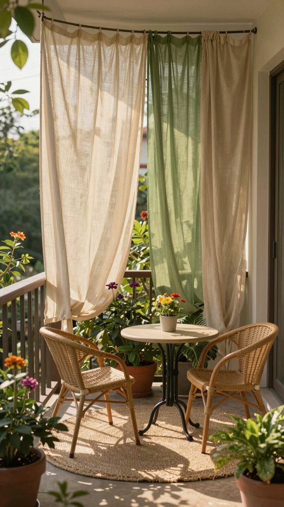 15 Tiny Balcony Ideas That Maximize Small Spaces 3 private balcony fabric hangings