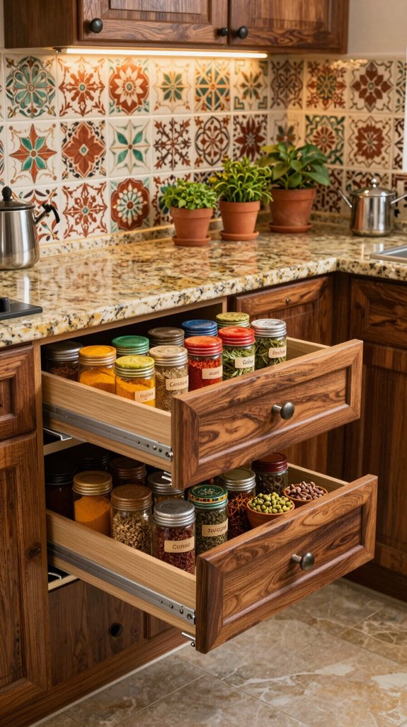 pull out drawers for spices