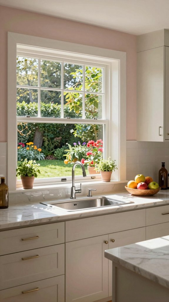 radiant kitchen with windows