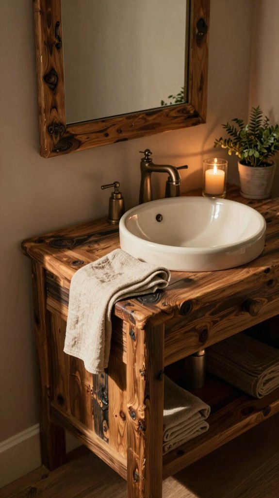 reclaimed wood enhances bathrooms